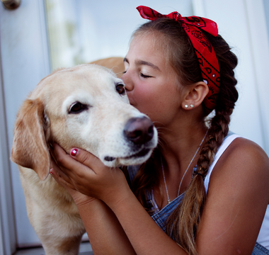 Senior Dog and Girl