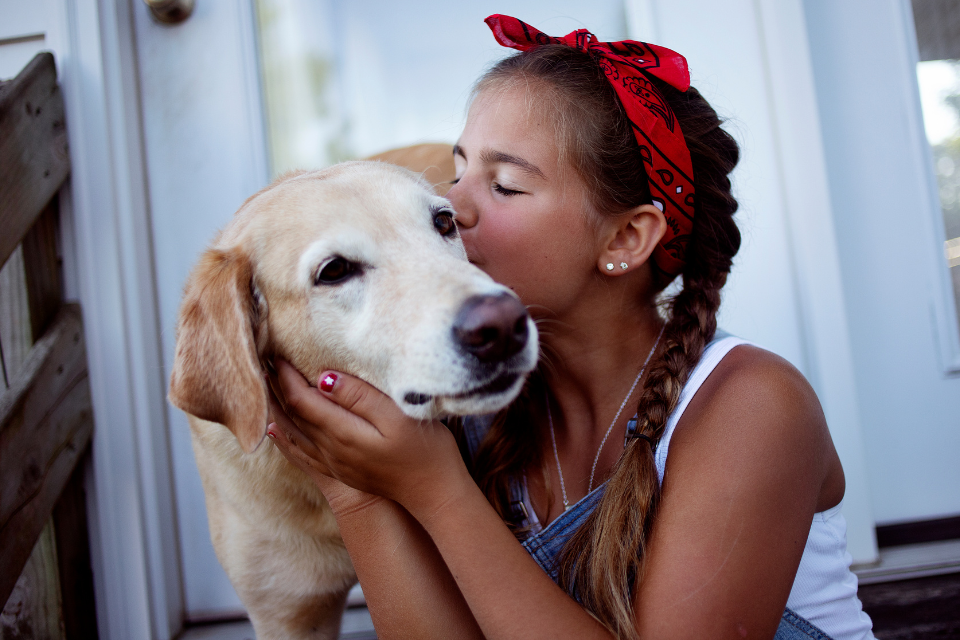 Senior Dog and Girl